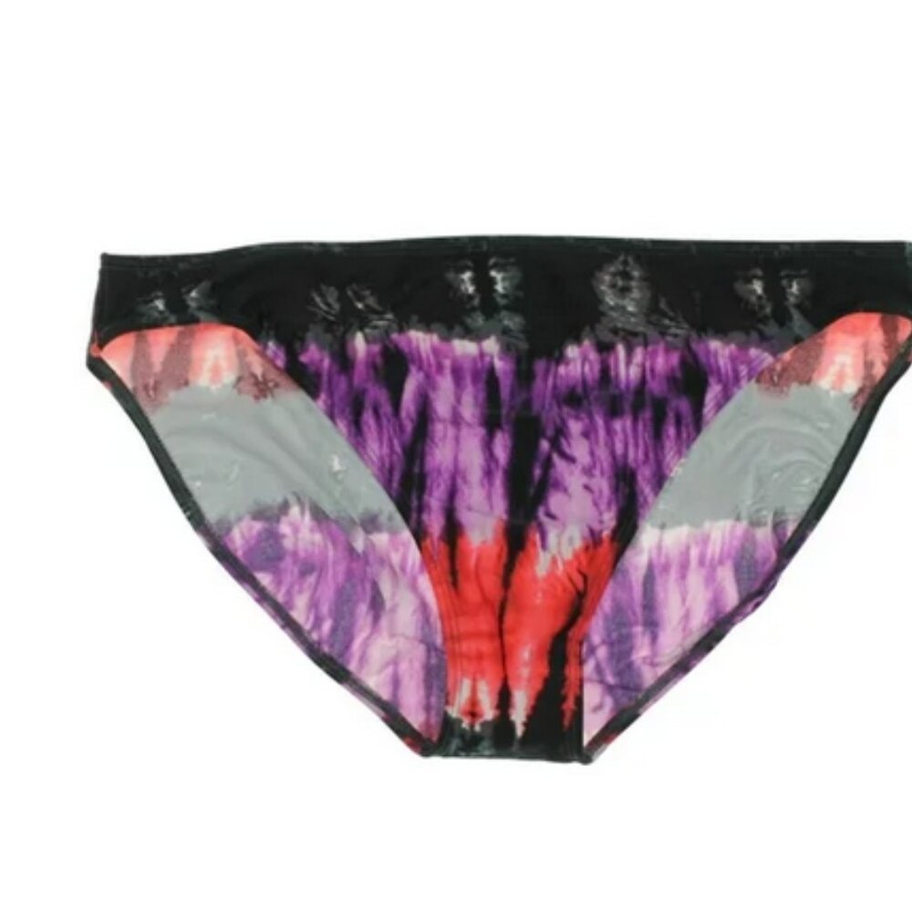 Island Escape Tie-Dye Low Rise Swim Bottom Separate Purple Red Black Tie dye